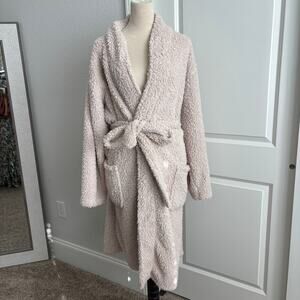Pottery Barn Soft & Cozy Teddy Bear Lounge Bath Robe Cream Sz L